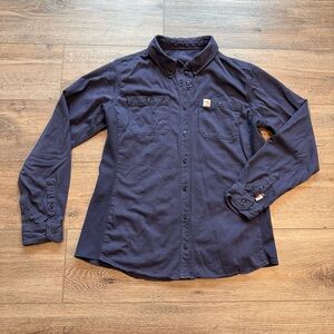 Carhartt Women’s Flame Resistant Force Cotton Hybrid Long Sleeve NavyShirt